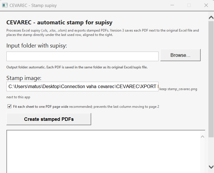 CEVAREC - automatic stamp for supisy
